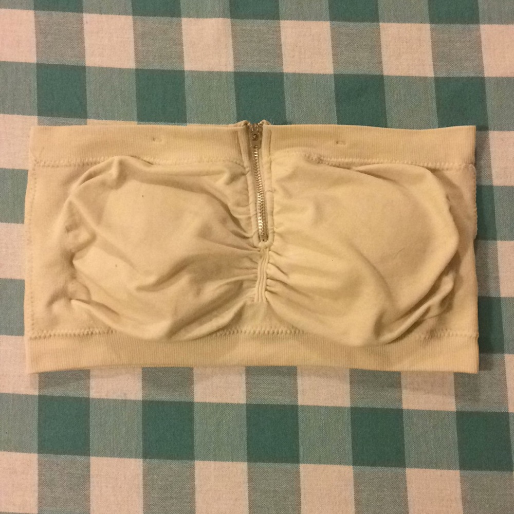 Beige Padded Bandeau with Zipper ✨